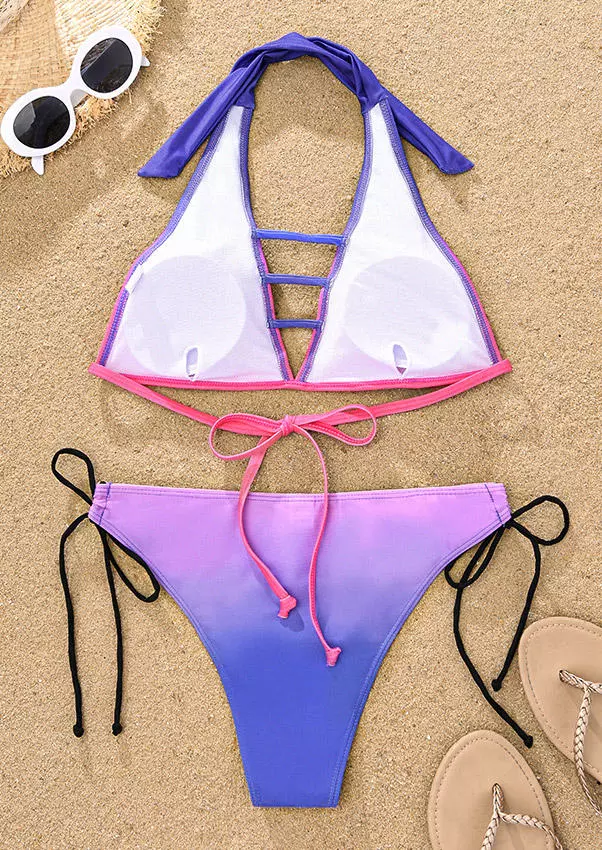 Gradient Hollow Out Halter Tie Bikini Set 5 Gradient Hollow Out Halter Tie Bikini Set - Image 3