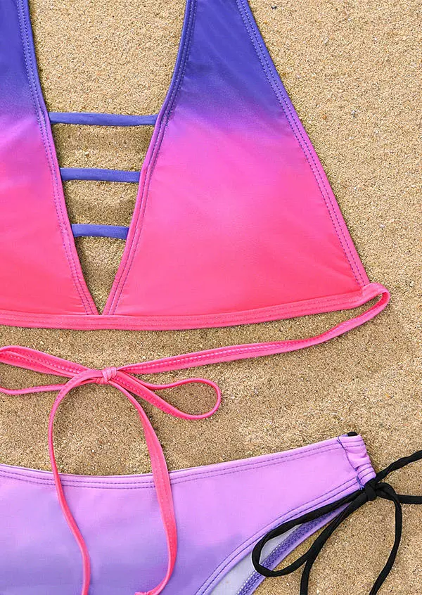 Gradient Hollow Out Halter Tie Bikini Set 6 Gradient Hollow Out Halter Tie Bikini Set - Image 4