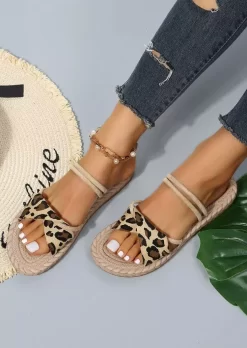 Leopard Twist Open Toe Outdoor Flat Sandals -Garment Sale Store SCM015212 1 41103392144095 124
