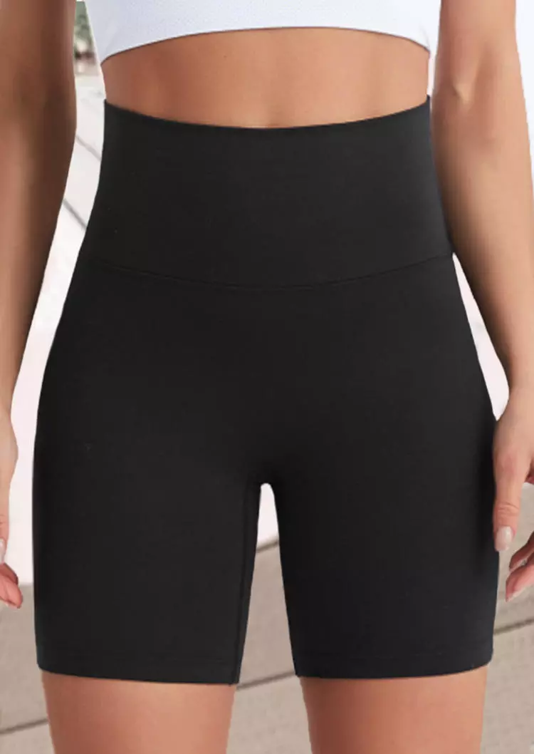 Pocket High Waist Activewear Shorts - Black 5 Pocket High Waist Activewear Shorts - Black - Image 3