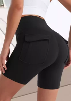 Pocket High Waist Activewear Shorts - Black 14 Pocket High Waist Activewear Shorts - Black -Garment Sale Store SCM015253 2 41804686622042 124