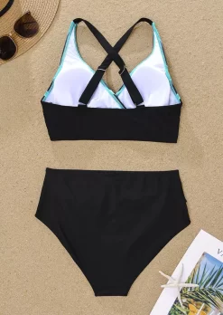 Color Block Criss-Cross Bikini Set - Blue -Garment Sale Store SCM015265 1 42211618152808 124