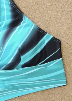 Color Block Criss-Cross Bikini Set - Blue -Garment Sale Store SCM015265 1 42211618183678 124