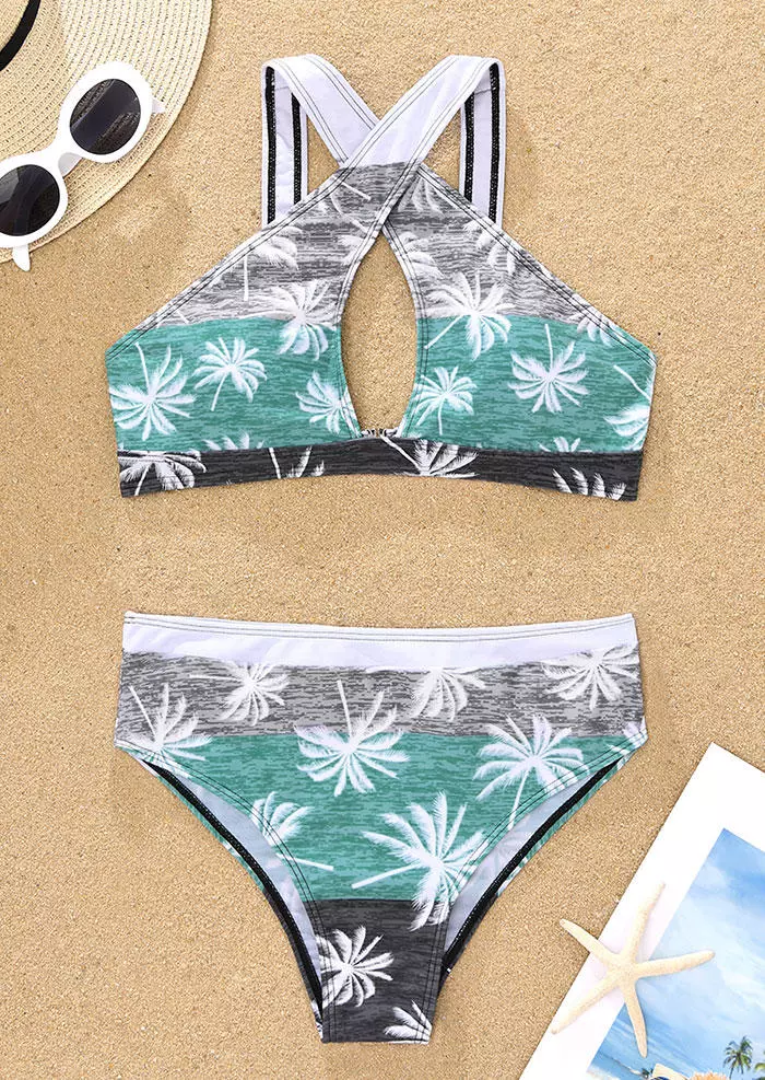 Coconut Tree Color Block Criss-Cross Hollow Out Bikini Set 4 Coconut Tree Color Block Criss-Cross Hollow Out Bikini Set - Image 2