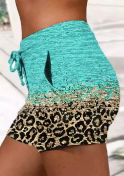 Leopard Glitter Drawstring Pocket Shorts 8 Leopard Glitter Drawstring Pocket Shorts -Garment Sale Store SCM015355 1 50955080552333 124