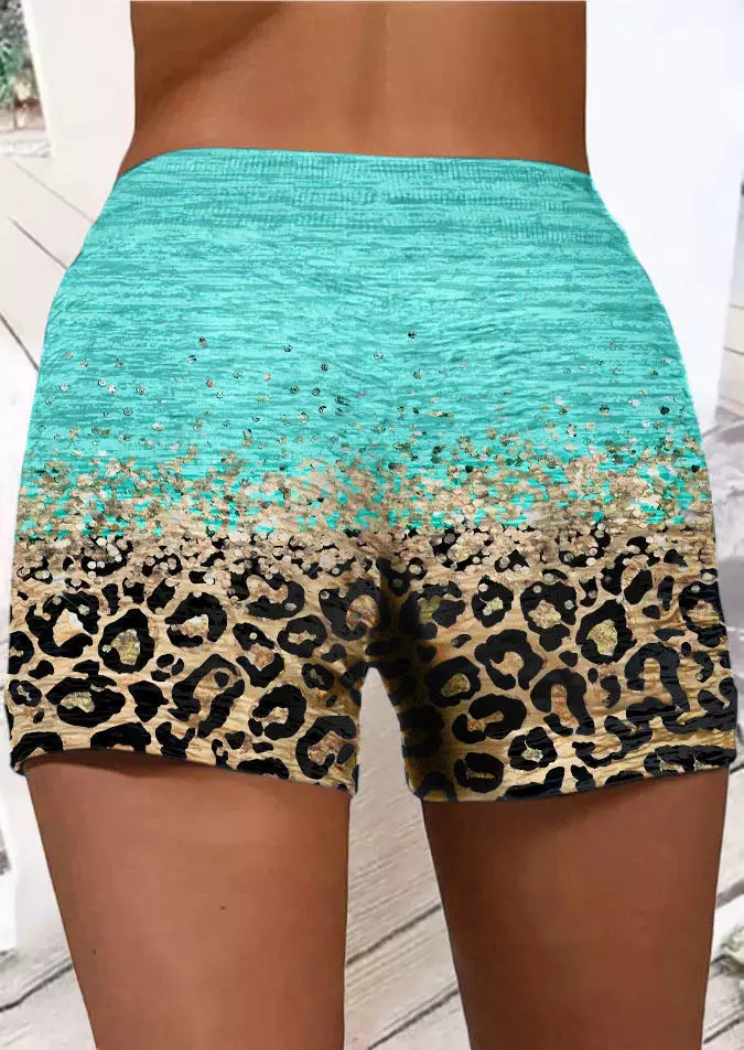 Leopard Glitter Drawstring Pocket Shorts 5 Leopard Glitter Drawstring Pocket Shorts - Image 3