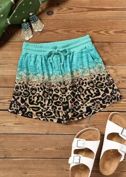 Leopard Glitter Drawstring Pocket Shorts 10 Leopard Glitter Drawstring Pocket Shorts -Garment Sale Store SCM015355 1 50955080622888 124