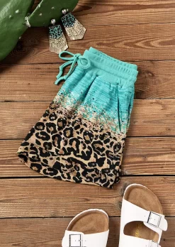Leopard Glitter Drawstring Pocket Shorts 11 Leopard Glitter Drawstring Pocket Shorts -Garment Sale Store SCM015355 1 50955080655961 124