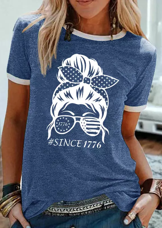 Since 1776 American Flag T-Shirt Tee - Blue 3 Since 1776 American Flag T-Shirt Tee - Blue