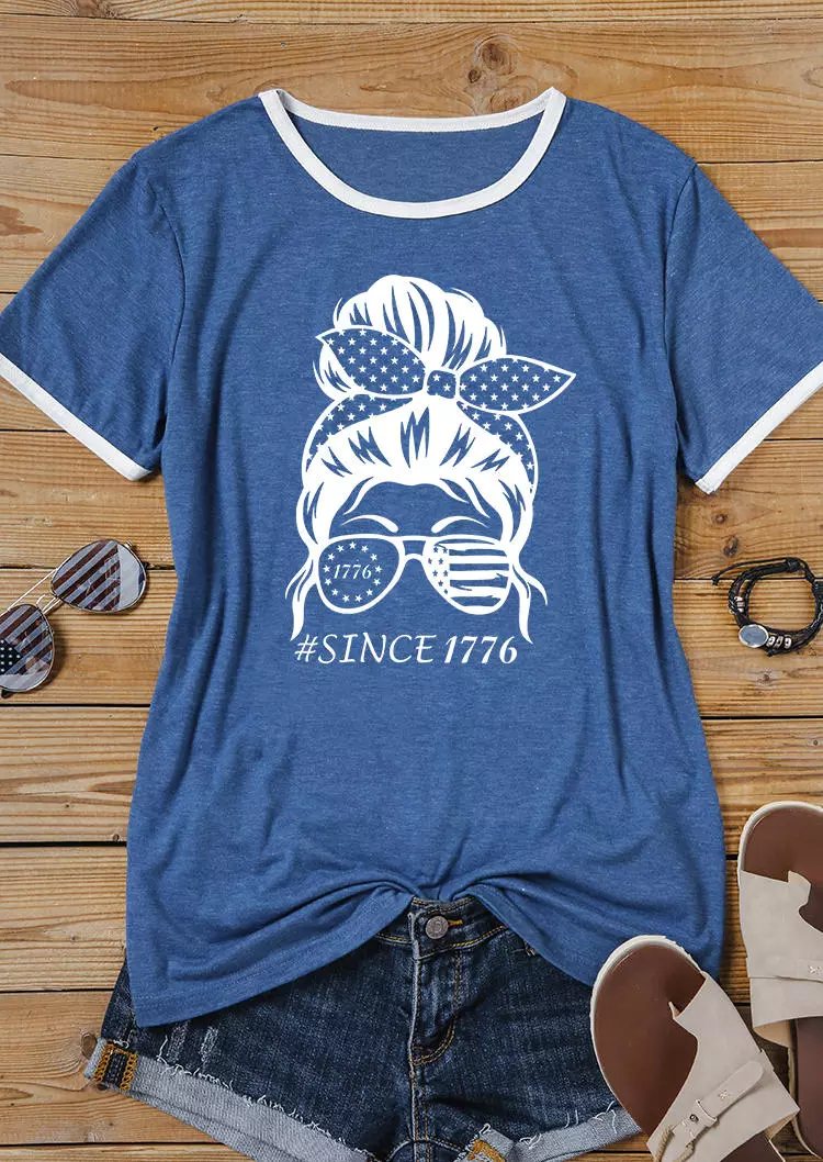 Since 1776 American Flag T-Shirt Tee - Blue 4 Since 1776 American Flag T-Shirt Tee - Blue - Image 2