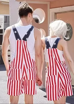 Unisex American Flag Button Pocket Overall Romper -Garment Sale Store SCM015687 1 534855545 124