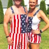 Unisex American Flag Button Pocket Overall Romper -Garment Sale Store SCM015687 6 99559810 124