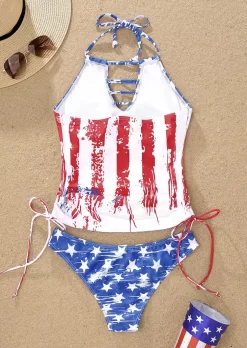 American Flag Hollow Out Drawstring Halter Tankini Set 8 American Flag Hollow Out Drawstring Halter Tankini Set -Garment Sale Store SCM015757 1 51033482438722 124