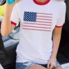 American Flag Baseball T-Shirt Tee - White 1 American Flag Baseball T-Shirt Tee - White -Garment Sale Store SCM015821 1 42851661440261 124