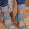 Zipper Hollow Out Square Heel Sandals - Blue -Garment Sale Store SCM015866 1 42847211651654 124