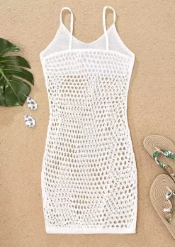 Hollow Out Crochet Cover Up Dress - White -Garment Sale Store SCM015875 1 51111989425345 124