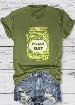 Pickle Slut Can O-Neck T-Shirt Tee - Green -Garment Sale Store SCM015976 1 50418479972702 124