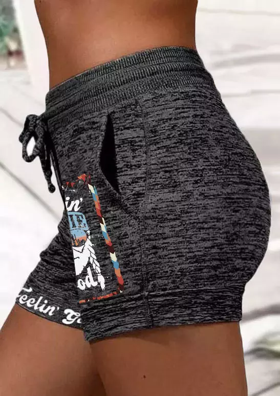 Feelin' Good Drawstring Pocket Shorts - Dark Grey 4 Feelin' Good Drawstring Pocket Shorts - Dark Grey - Image 2