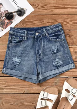 Ripped Frayed Zipper Pocket Denim Shorts -Garment Sale Store SCM016160 3 51094874385680 124