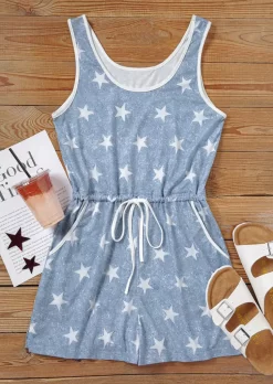 Star Pocket Drawstring Sleeveless Romper -Garment Sale Store SCM016162 1 50982289172978 124