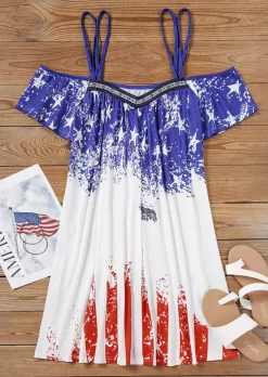 American Flag Geometric Hollow Out Ruffled Cold Shoulder Mini Dress 8 American Flag Geometric Hollow Out Ruffled Cold Shoulder Mini Dress -Garment Sale Store SCM016220 1 52275008527498 124