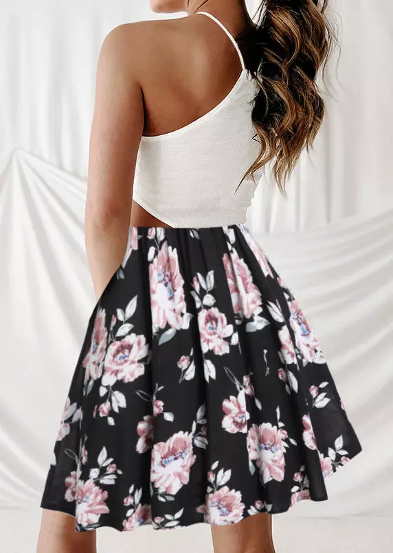 Floral Ruffled Hollow Out Mini Dress - White 4 Floral Ruffled Hollow Out Mini Dress - White - Image 2