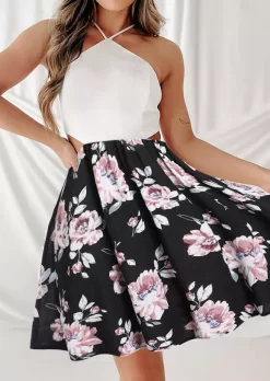 Floral Ruffled Hollow Out Mini Dress - White 10 Floral Ruffled Hollow Out Mini Dress - White -Garment Sale Store SCM016255 1 60130662412510 124