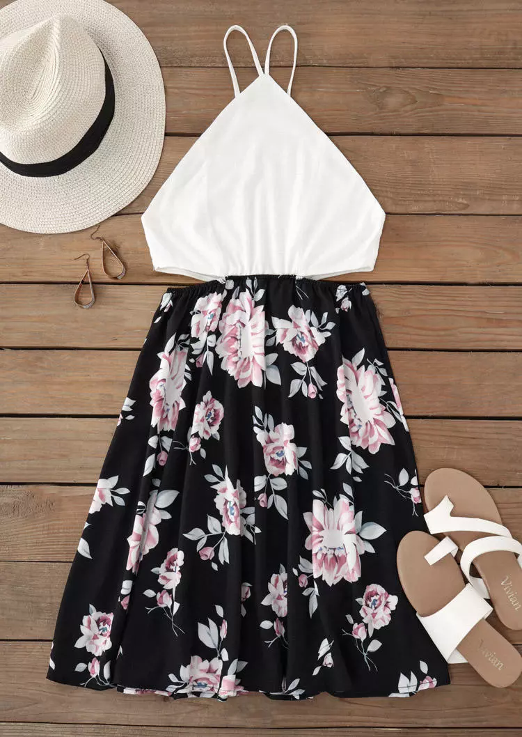 Floral Ruffled Hollow Out Mini Dress - White 7 Floral Ruffled Hollow Out Mini Dress - White - Image 5