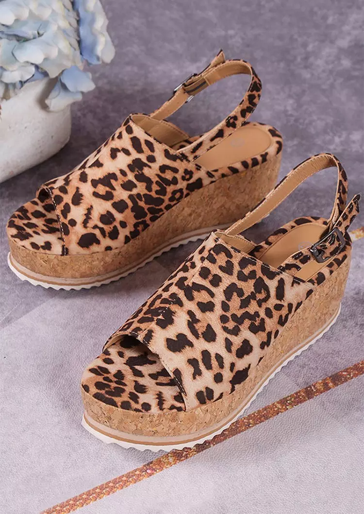 Leopard Peep Toe Platform Wedge Sandals 5 Leopard Peep Toe Platform Wedge Sandals - Image 3