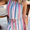 Colorful Vertical Striped Smocked Button Hollow Out Romper -Garment Sale Store SCM016331 1 51080933258786 124