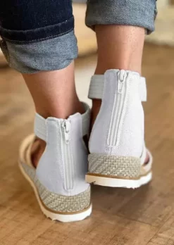 Criss-Cross Zipper Round Toe Wedge Sandals - White 13 Criss-Cross Zipper Round Toe Wedge Sandals - White -Garment Sale Store SCM016355 1 52696405284935 124