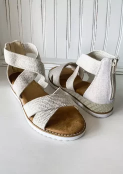 Criss-Cross Zipper Round Toe Wedge Sandals - White 14 Criss-Cross Zipper Round Toe Wedge Sandals - White -Garment Sale Store SCM016355 1 52696405318178 124