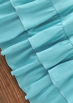 Ruched Open Back Spaghetti Strap Irregular Mini Dress - Light Blue -Garment Sale Store SCM016377 2 53162034934757 124