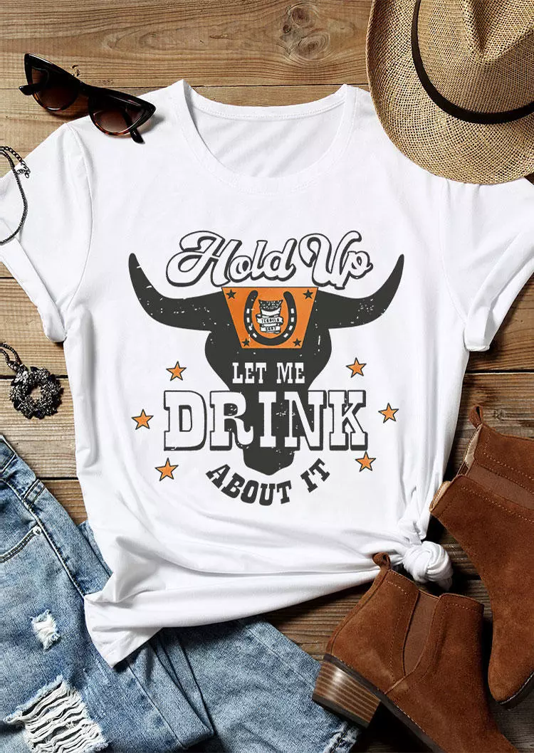 Holp Up Tequila Shot Let Me Drink About It T-Shirt Tee - White 4 Holp Up Tequila Shot Let Me Drink About It T-Shirt Tee - White - Image 2