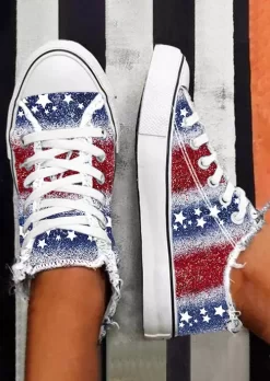 Gradient Glitter Star Lace Up Flat Sneakers -Garment Sale Store SCM016500 2 51063343323033 124