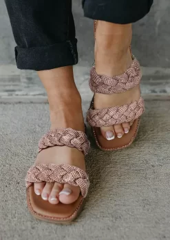 Rhinestone Braided Flat Slippers - Apricot -Garment Sale Store SCM016554 2 61987609767297 124