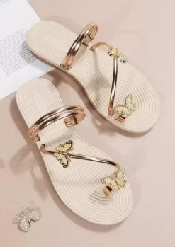Butterfly Toe Ring Flat Slippers 11 Butterfly Toe Ring Flat Slippers -Garment Sale Store SCM016623 2 51845452661139 124