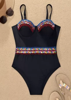 Sequined One-Piece Swimsuit - Black -Garment Sale Store SCM016633 1 51998007494592 124