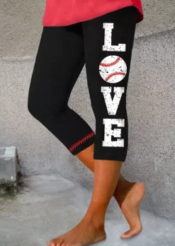 Love Baseball Activewear Fitness Sports Shorts - Black
