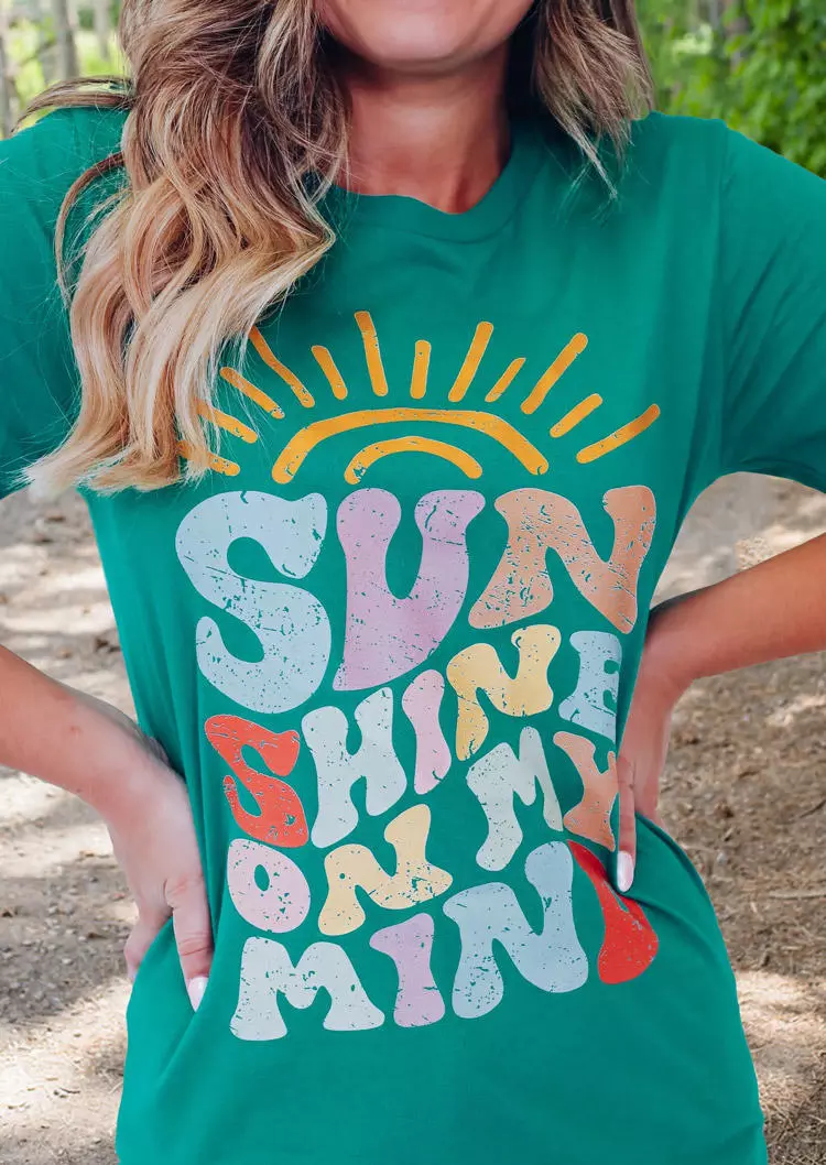Sunshine On My Mind T-Shirt Tee - Cyan 4 Sunshine On My Mind T-Shirt Tee - Cyan - Image 2