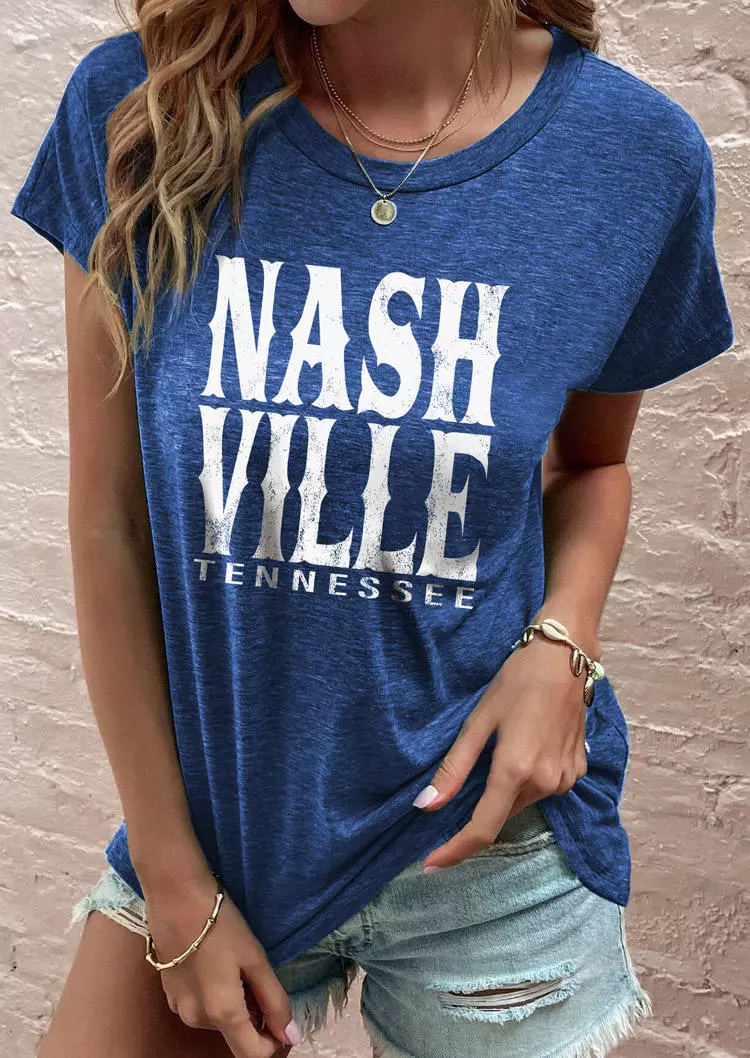 Nashville Tennessee Boots Booze & Besties T-Shirt Tee - Blue 3 Nashville Tennessee Boots Booze & Besties T-Shirt Tee - Blue
