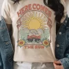 Here Comes The Sun Sunflower T-Shirt Tee - Apricot -Garment Sale Store SCM016893 1 52574367380885 124