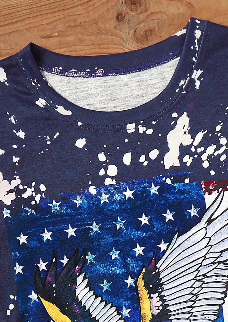 USA 1776 American Flag Eagle T-Shirt Tee - Navy Blue 6 USA 1776 American Flag Eagle T-Shirt Tee - Navy Blue - Image 4