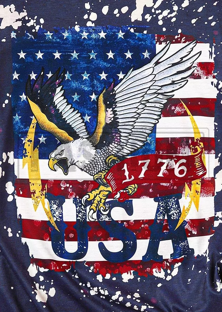 USA 1776 American Flag Eagle T-Shirt Tee - Navy Blue 7 USA 1776 American Flag Eagle T-Shirt Tee - Navy Blue - Image 5