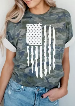 American Flag Camouflage T-Shirt Tee