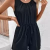 Ruffled Tie Pocket Sleeveless Romper - Black 2 Ruffled Tie Pocket Sleeveless Romper - Black -Garment Sale Store SCM017045 1 53103768816314 124