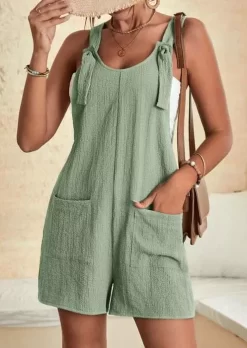 Pocket Thick Strap Overall Romper - Green -Garment Sale Store SCM017172 1 52916760222269 124