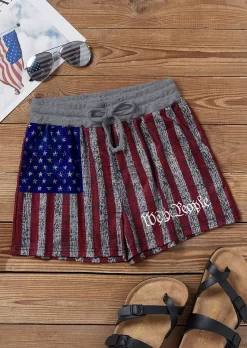 We The People American Flag Ribbed Drawstring Pocket Shorts -Garment Sale Store SCM017249 3 60838662094255 124