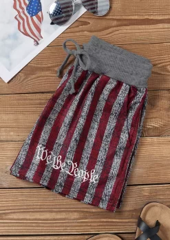 We The People American Flag Ribbed Drawstring Pocket Shorts -Garment Sale Store SCM017249 3 60838662154275 124