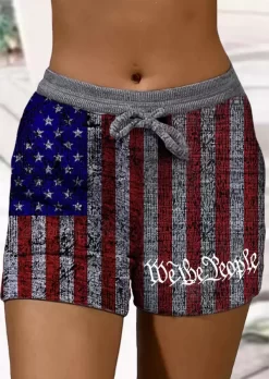 We The People American Flag Ribbed Drawstring Pocket Shorts
